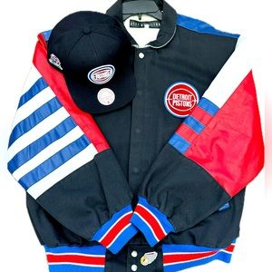 Detroit Pistons 1989-90 Jeff Hamilton jacket with matching snap back hat